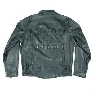 HARLEY-DAVIDSON Embossed Logo Leather Jacket Large
